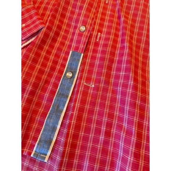 Tommy Bahama Mens Red Plaid Button-Down Shirt L/G Linen & Tencel - Picture 2 of 7